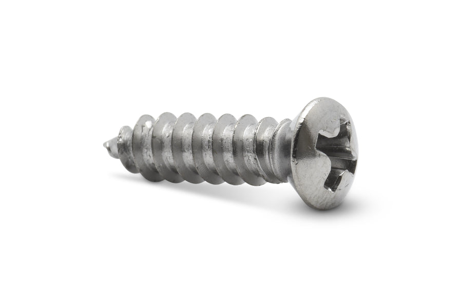thumbnail image 2 of #8 X 3/4 Inch Phillips Oval Head Tapping Screws - Chrome Finish (100 Pack) 2 of 13