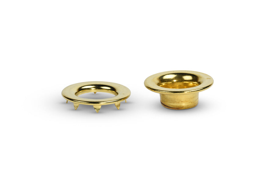 Brass Rolled Rim Grommet with Spur Washer