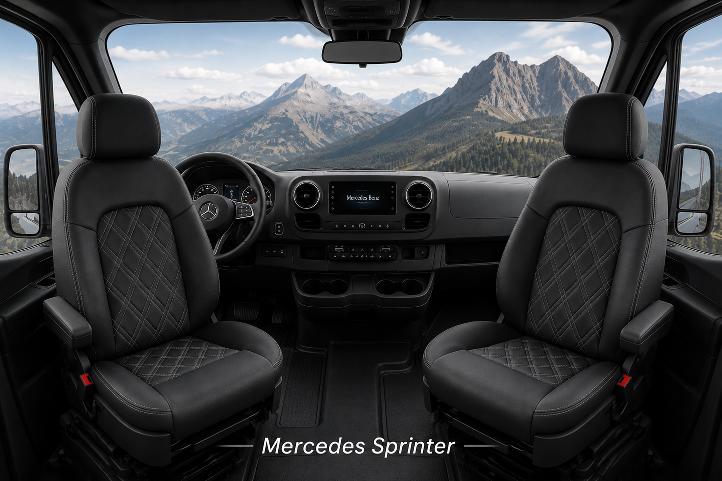 Mercedes Sprinter 1st Row Seat Covers 2 Arms / Thigh Extensions- 2019-2026