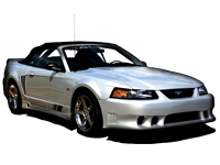 E-Z ON vendor-installed example for 1994–2004 Ford Mustang, Mustang GT, Cobra; example color may differ from Ford Saddle/Gray. Photo does not imply additional included components.