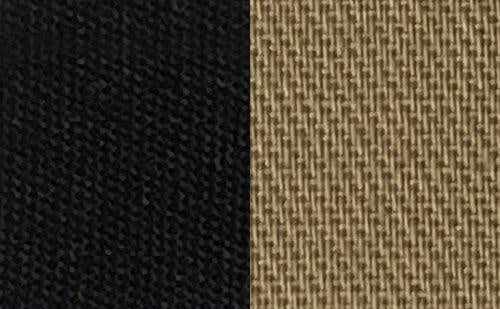 Robbins Stayfast swatch — 1727 Black/Tan. Material sample, not a finished product.