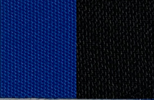 Robbins Stayfast Hot Rod swatch — 1906 Pacific Blue/Black. Material sample, not a finished product.
